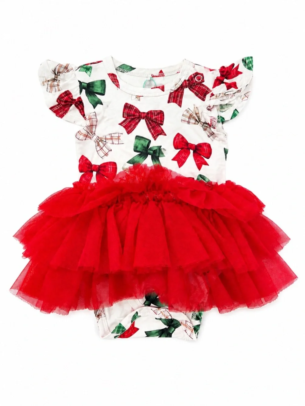 New - Posh Peanut Bamboo Christmas Bow Tutu Bodysuit Dress
